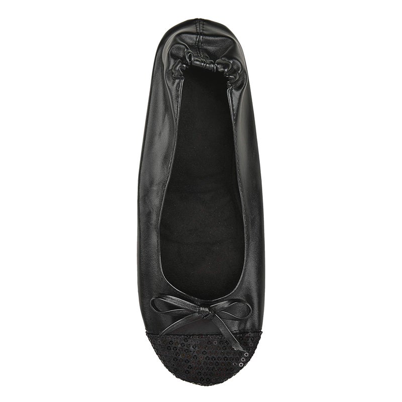 Rolly Flats Women's Foldable Flats â€“ Portable Ballet Slippers Shoes for Travel, Wedding â€“ Fits in Purse (L, Black Sequin Tip) - Image 4